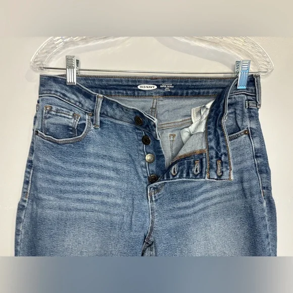 Old Navy Women’s Denim Blue Jeans 4 Button Rockstar Super Skinny Ankle Midrise - Picture 3 of 16